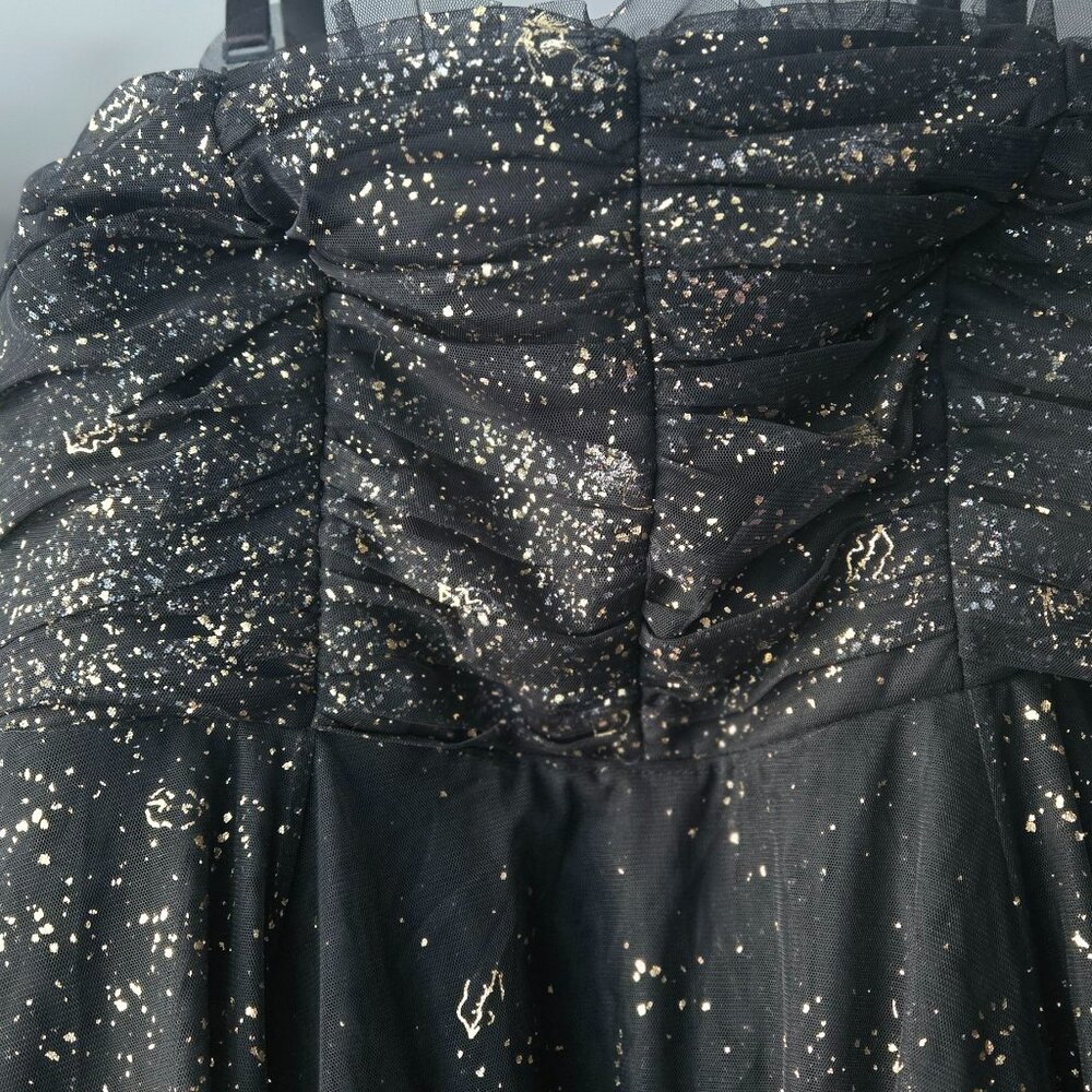TORRID BETSEY JOHNSON GOTH PIN UP BLACK GOLD STRAPLESS TULLE TEA DRESS 18 - Picture 11 of 11